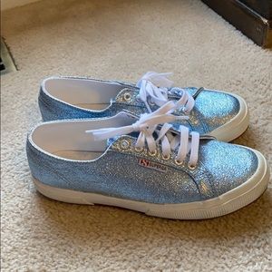 Superga ice blue metallic sneakers